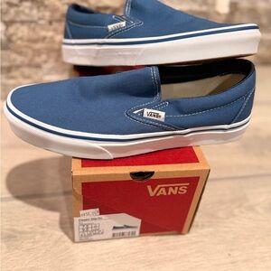 Vans Slip-On Sneakers in Blue and White